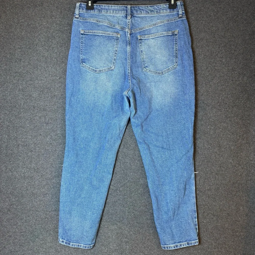 Nobo Women’s 15 Jeans Mom High-Rise Denim Taper Distress Ankle Light Wash Y2k 90
